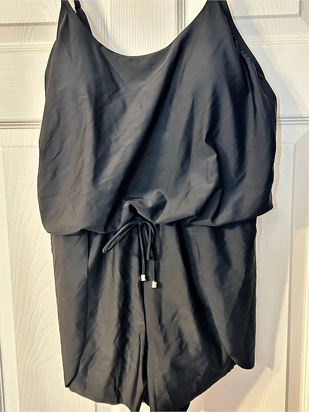 Time and Tru Women's Tank Romper Swimsuit Black Medium